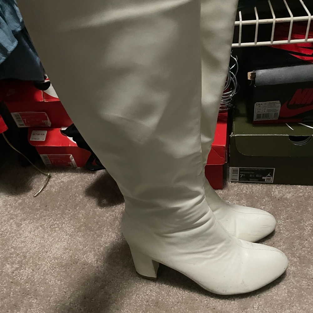 White Knee-High Boots